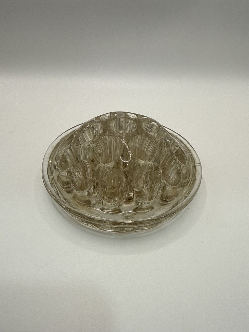 Vintage 4 inch 19 Hole Clear Glass Flower Frog/Organization Piece (1)